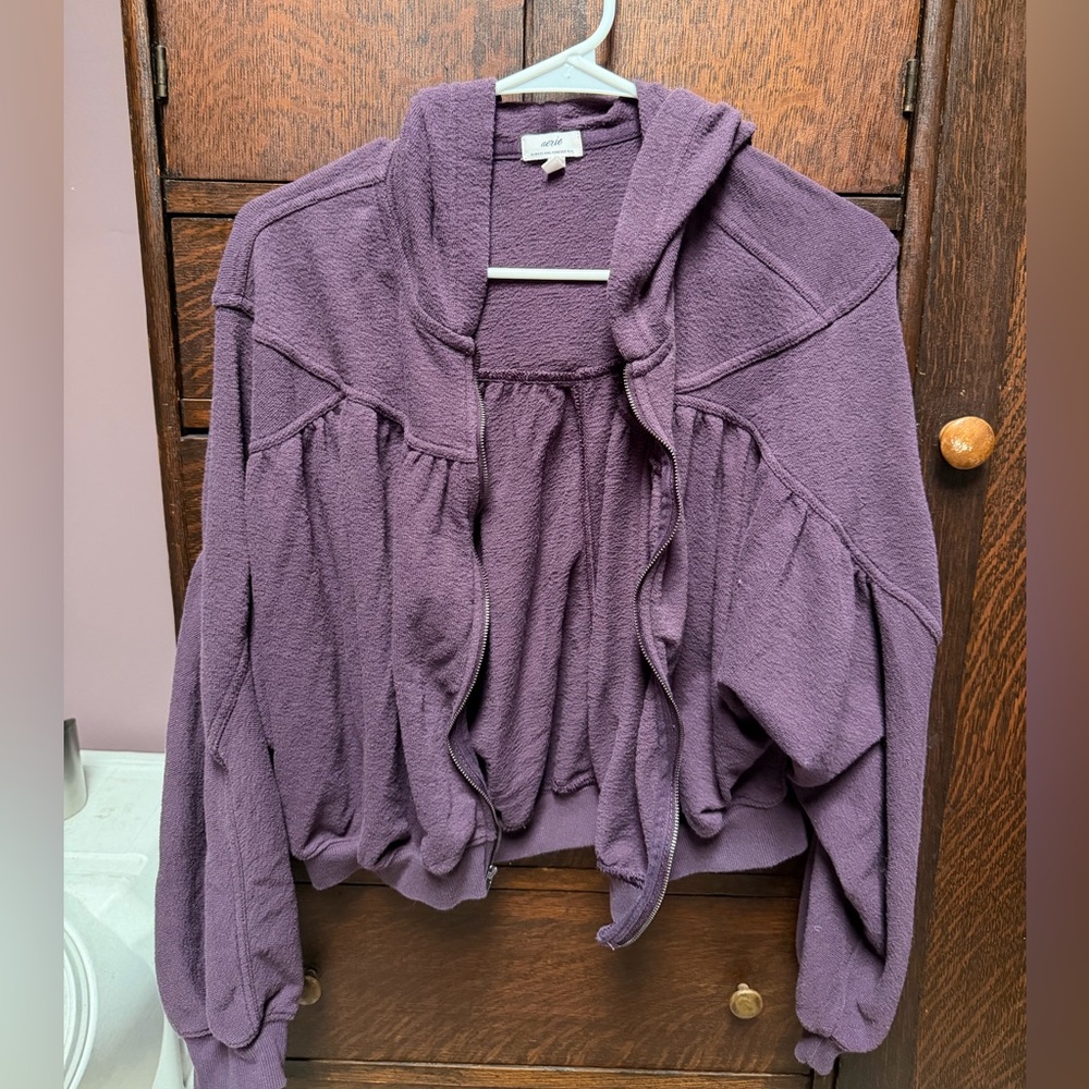 aerie Purple Hooded Zip Jacket